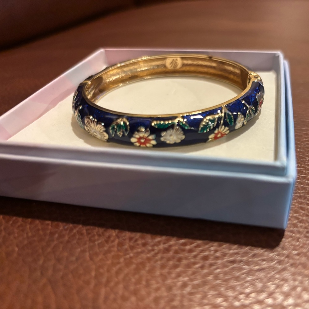 Floral Enamel Bangle Bracelet